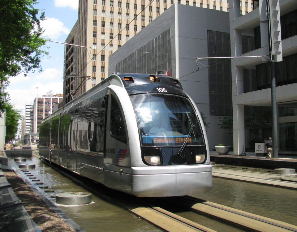 tram in downtown houston